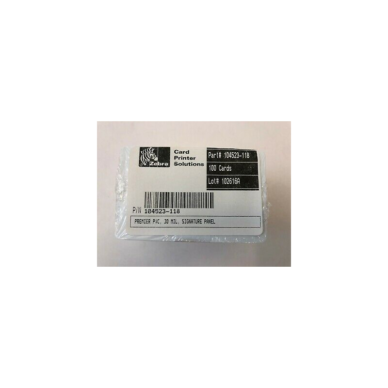 Zebra Premier Card in pvc bianche con banda per firma cod. 104523-118