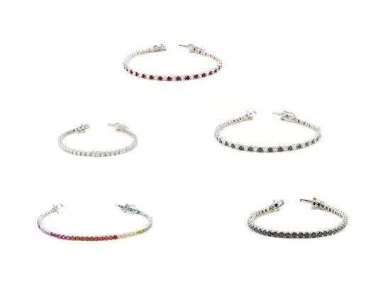 bracciale tennis, argento e zirconi, vari colori