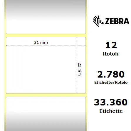 Zebra rotolo etichette adesive Z-Select 2000D 31×22 f25