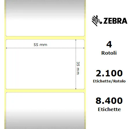 Zebra PolyPro 3000T Clear etichette 55×35 f25