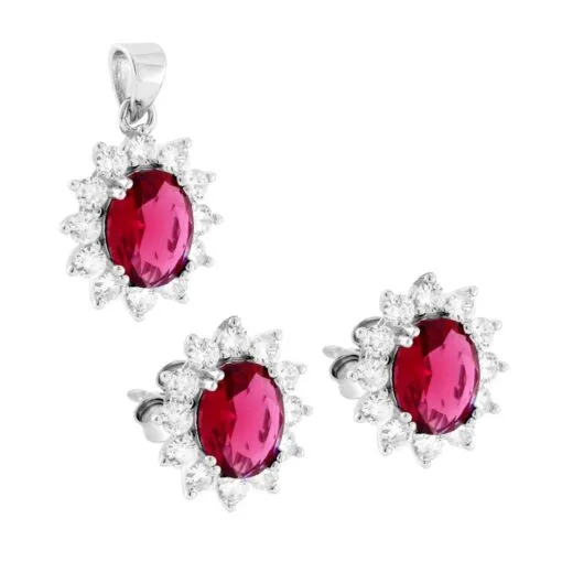 Orecchini e collana halo in argento e zirconi - immagine 4