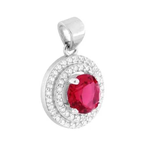 Parure collana e orecchini in argento e zirconi colorati rubino