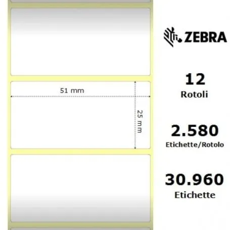 Zebra Z-Perform 1000T rotolo etichette 51×25 f25