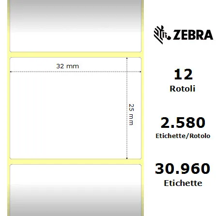Zebra rotolo etichette adesive Z-Select 2000D 32×25 f25