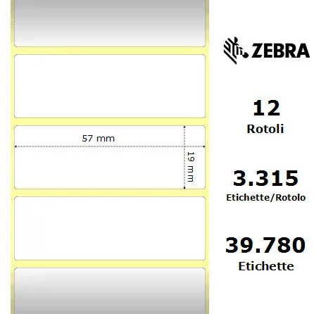 Zebra rotolo etichette adesive Z-Select 2000D 57×19 f25