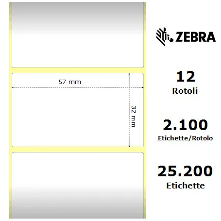 Zebra rotolo etichette adesive removibili Z-Select 2000D 57×32 f25