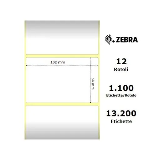 Zebra rotolo etichette adesive Z-Select 2000D 102×64 f25