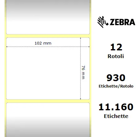 Zebra rotolo etichette adesive Z-Select 2000D 102×76 f25