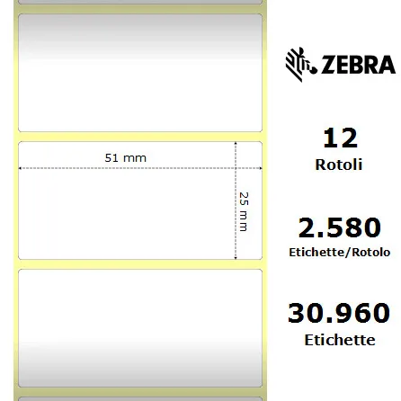Zebra Z-Select 2000D rotolo etichette 51×25 f25