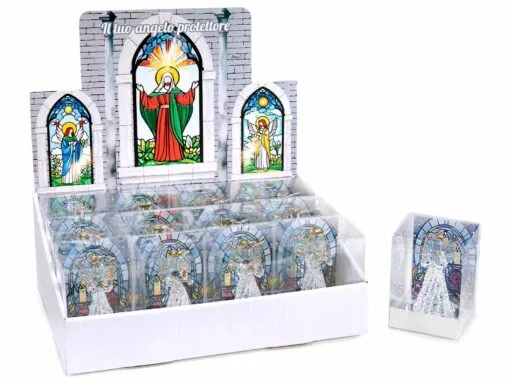 angelo con base a specchio e bordi dorati