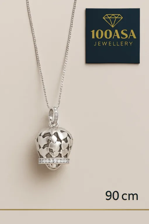 Collana con ciondolo chiama angeli in argento e zirconi