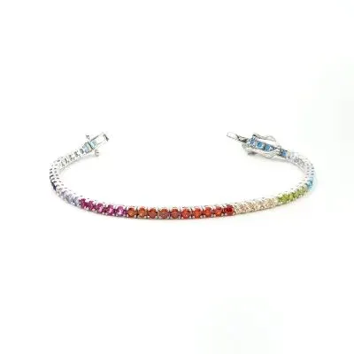 bracciale tennis, argento e zirconi, vari colori