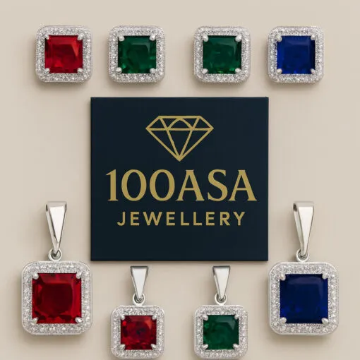 Parure collana e orecchini argento e zirconi colorati