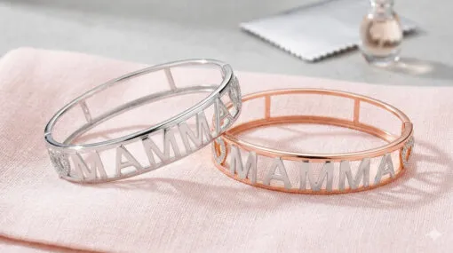 Bracciale rigido in argento Mamma