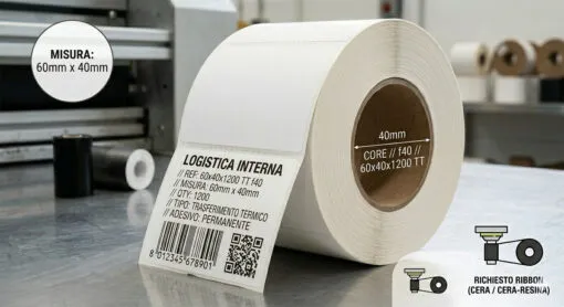 Rotolo etichette 60x40x1200 TT f40