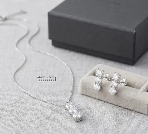 Parure Trilogy Luce Pura in Argento 925 e Moissanite