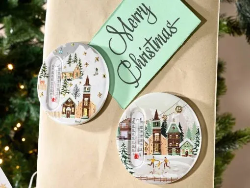 magnete natalizio in ceramica, con termometro