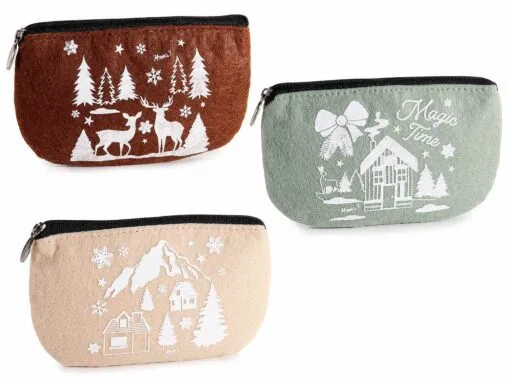astuccio in feltro con cerniera e stampa natalizia