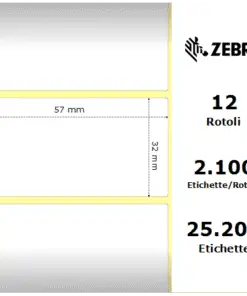 Zebra rotolo etichette adesive removibili Z-Select 2000D 57×32 f25