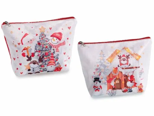 pochette natalizia in morbida stoffa con chiusura a zip
