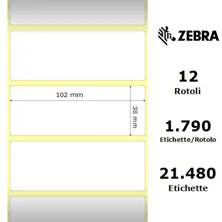 Zebra Z-Select 2000T rotolo etichette 102×38 f25