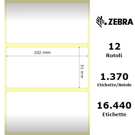 Zebra Z-Select 2000T rotolo etichette 102×51 f25