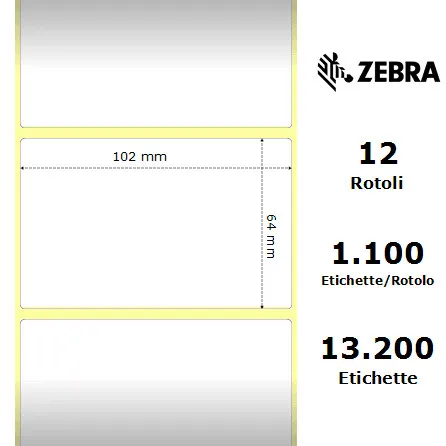 Zebra Z-Perform 1000T rotolo etichette 102×64 f25