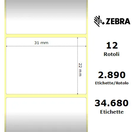 Zebra Z-Select 2000T rotolo etichette 31×22 f25