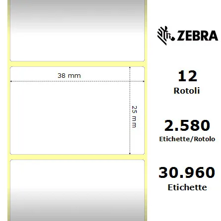 Zebra Z-Perform 1000T rotolo etichette 38×25 f25