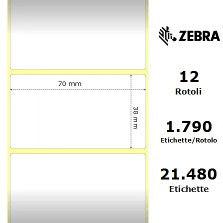 Zebra Z-Perform 1000T rotolo etichette 70×38 f25