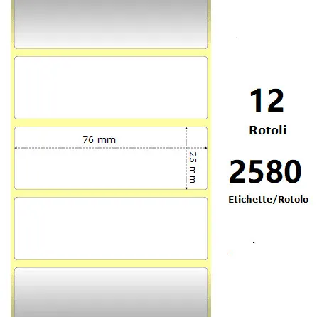 Rotolo etichette 76×25 termiche f25