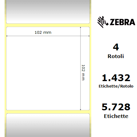 Zebra Z-Perform 1000T rotolo etichette 102×102 f76 Zebra Z-Perform 1000T rotolo etichette 102×102 f76