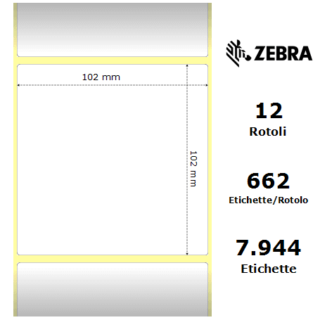 Zebra Z-Perform 1000T rotolo etichette 102×102 f25 Zebra Z-Perform 1000T rotolo etichette 102×102 f25