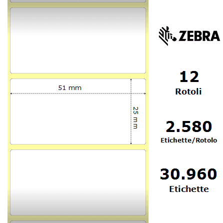 Zebra Z-Select 2000D rotolo etichette 51×25 f25 Zebra Z-Select 2000D rotolo etichette 51×25 f25