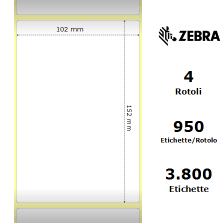Zebra Z-Perform 1000T rotolo etichette 102×152 f76 Zebra Z-Perform 1000T rotolo etichette 102×152 f76