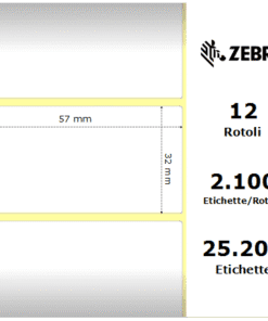 Zebra rotolo etichette adesive removibili Z-Select 2000D 57×32 f25