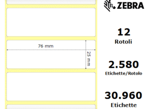 Zebra rotolo etichette adesive Z-Select 2000D 76×25 f25