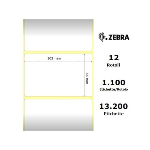 Zebra rotolo etichette adesive Z-Select 2000D 102×64 f25