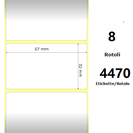 Rotolo etichette 57×32 termiche f76