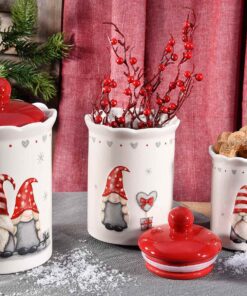 set 3 barattoli alimentari in ceramica con elfi