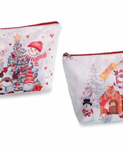 pochette natalizia in morbida stoffa con chiusura a zip