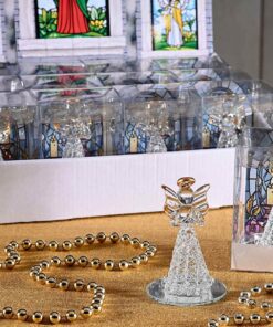 angelo con base a specchio e bordi dorati