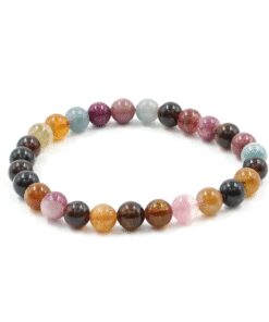 bracciale elastico multicolor in tormalina naturale