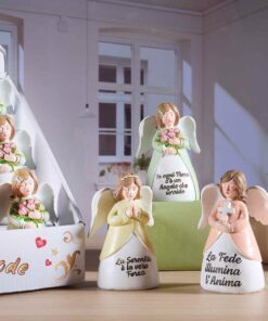 angioletto in resina con messaggio inciso