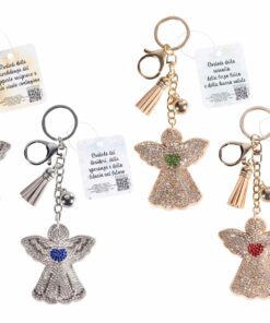 portachiavi ad angelo con strass e pendenti