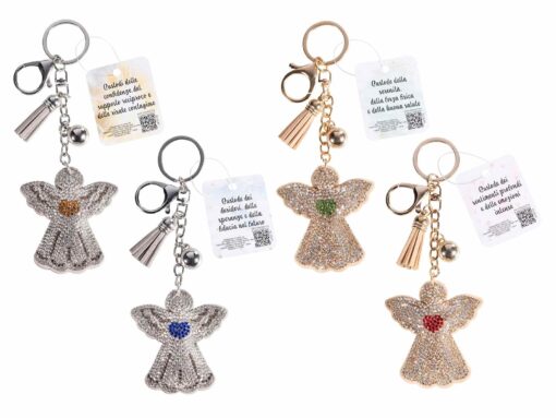 portachiavi ad angelo con strass e pendenti