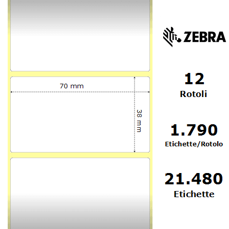 Zebra Z-Perform 1000T rotolo etichette 70×38 f25
