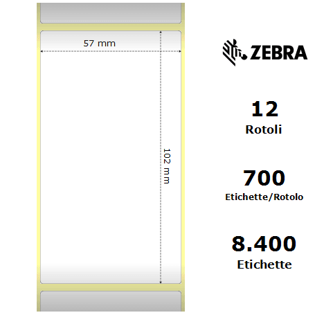 Zebra Z-Select 2000T rotolo etichette 57×102 f25