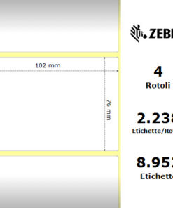 Zebra Z-Select 2000T rotolo etichette 102×76 con perforazione f76