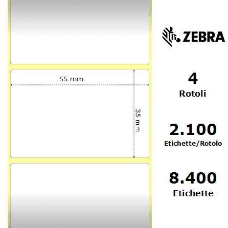 Zebra PolyPro 3000T Clear etichette 55×35 f25